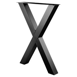 Stalen X tafelpoot zwart 78 bij 10 cm en hoogte 105 cm (10 x 10 cm)