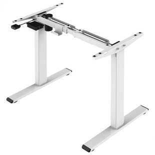 Hoogwaardig zit-sta bureau max 200 cm breed wit gepoedercoat elektrisch verstelbaar van 71 tot 120 cm