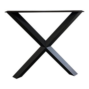 Stalen X tafelpoot diamant 78 bij 10,5 cm en hoogte 72 cm zwart (6 x 6 cm)