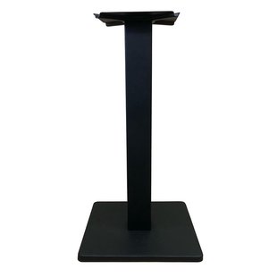 Stalen bistro tafelpoot met massieve plaat zwart vierkant koker 8 bij 8 cm en hoogte 71 cm