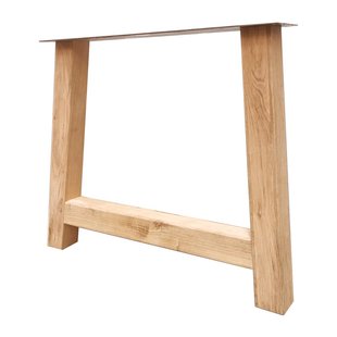 A-poot massief schuine eikenhout 90 bij 10 cm en hoogte 73 cm (10 x 10 cm)