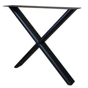 Premium stalen X tafelpoot ovale koker 75 bij 10 cm en hoogte 73 cm zwart (10 x 4 cm)