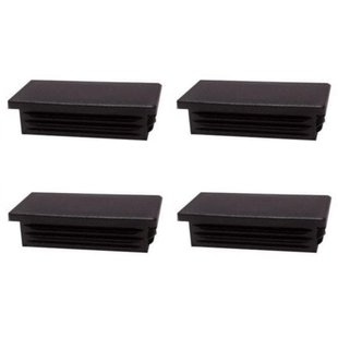 Inslagdop/meubeldop zwart rechthoek 10 bij 3 cm en hoogte 0,4 cm van kunststof - 4 stuks