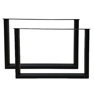 Set stalen U bankpoten / meubelpoten 54 bij 6 cm en hoogte 37,5 cm zwart (5 x 2,5 cm) - 2 stuks