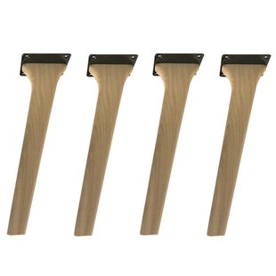 Eiken schuine tafelpoot 40 cm van massief hout 11 x 3 cm - set van 4 stuks
