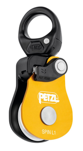 Petzl Spin L1 Yellow – Hoogefficiënte Katrol met Draaibaar Oog 13 mm & 8 KN