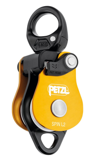 Petzl Spin L2 Yellow – Dubbele Katrol met Draaibaar Oog 13 mm &amp; 8 KN