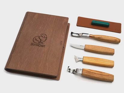 BeaverCraft Houtsnijset Lepels - 4-delige Set In Boekvorm