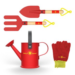 Wolf Garten tuin gereedschapsset I 4-delige tuin gereedschapsset met gieter voor kinderen