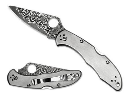 Spyderco delica4 titanium damascus pe