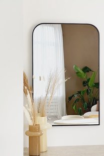 Spiegel afgeronde hoek 90x60cm - Zwart