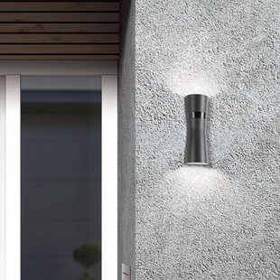 LCD LED-sensor buitenwandlamp 5135, grafiet, metaal, 26 cm, IP65