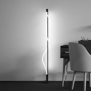 Maytoni LED vloerlamp Tau, zwart, aluminium, hoogte 150 cm