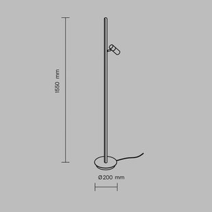 Maytoni LED vloerlamp Thin, messing, aluminium, hoogte 155 cm, dimbaar