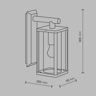 Maytoni wandlamp Cell, grafiet, aluminium, hoogte 20 cm, IP65