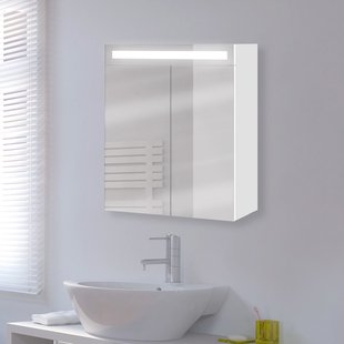 Spiegelkast Giulia - Met Verlichting - Met Soft-close - Chroom - 60x60x17cm