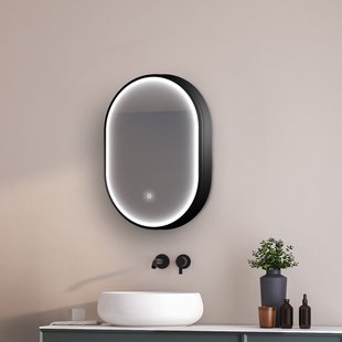 Spiegelkast Ciara - Met Verlichting - Zwart - 50x70x16,8cm