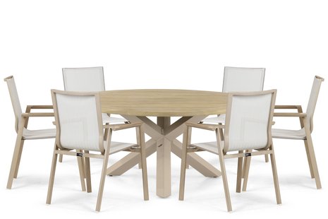 Lifestyle Fiora/Rockville 160 cm dining tuinset 7-delig