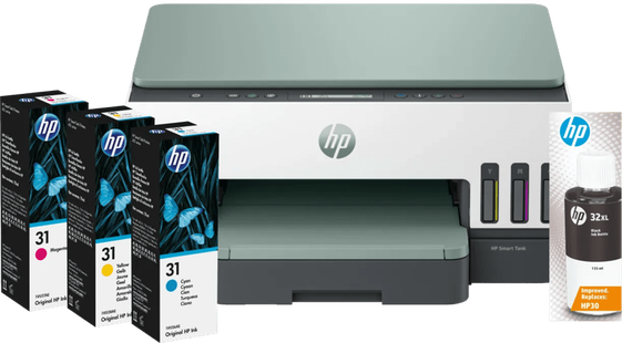 HP Smart Tank 7007 + extra 1 set extra inktflesjes