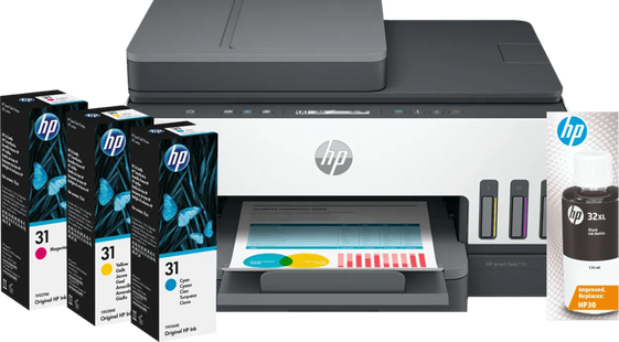 HP Smart Tank 7307 + extra 1 set extra inktflesjes