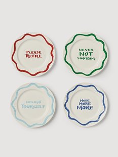 Porseleinen ontbijtborden Tutti met decoratief motief, 4-delig