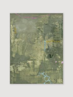 Handbeschilderde canvasdoek Green Petite