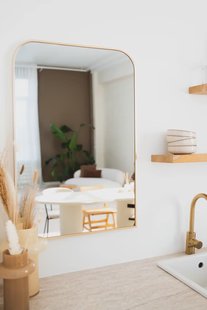 Spiegel afgeronde hoek 90x60cm - Zacht Goud