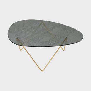 GUBI Pedrera salontafel Semi-mat messing – structuurglas smoke