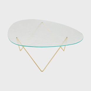 GUBI Pedrera salontafel Semi-mat messing – structuurglas transparant