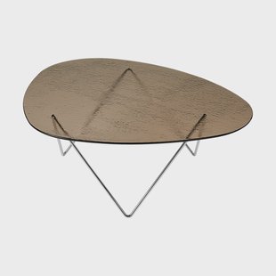 GUBI Pedrera salontafel Chroom – structuurglas brons