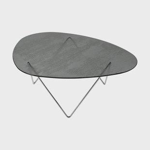 GUBI Pedrera salontafel Chroom – structuurglas smoke