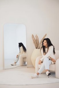 Spiegel afgeronde hoek 180x90cm - Mat Wit