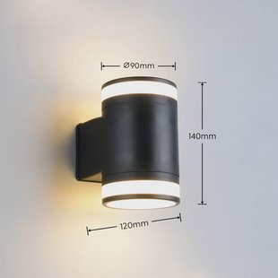 Reality Leuchten LED buiten wandlamp Cusco, zwart, hoogte 14 cm, IP44 GX53-LED