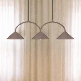 Globen Lighting hanglamp CURVE, lengte 95 cm, bruin, 3-lamps.