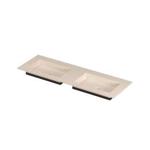 INK Post Wastafel keramische slab envelop bak dubbel zonder kraangaten 140x45x1 Travertin matt