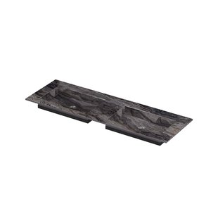 INK Post Wastafel keramische slab envelop bak dubbel zonder kraangaten 140x45x1 Venice brown glossy