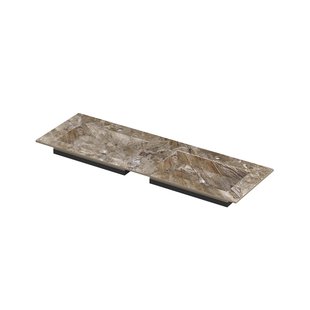 INK Post Wastafel keramische slab envelop bak dubbel 2 kraangaten 140x45x1 Earth glossy