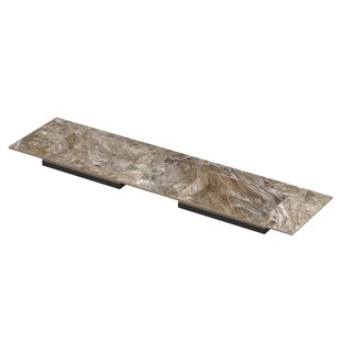 INK Post Wastafel keramische slab envelop bak dubbel zonder kraangaten 180x45x1 Earth glossy