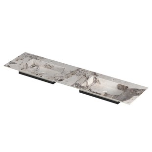 INK Post Wastafel keramische slab envelop bak dubbel 2 kraangaten 180x45x1 Island glossy
