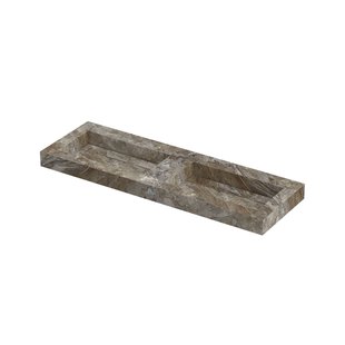 INK Pitch Wastafel keramische slab bak dubbel met drain en front en side skirts zonder kraangaten 140x45x9 Island glossy