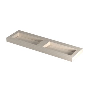 INK Pitch Wastafel keramische slab bak dubbel met drain en front en side skirts zonder kraangaten 160x45x9 Travertin mat