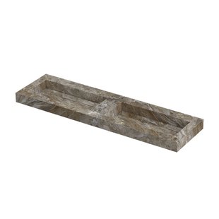 INK Pitch Wastafel keramische slab bak dubbel met drain en front en side skirts zonder kraangaten 160x45x9 Island glossy