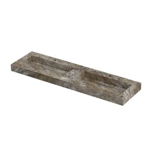 INK Pitch Wastafel keramische slab bak dubbel met drain en front en side skirts 2 kraangaten 160x45x9 Island glossy