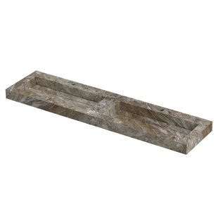 INK Pitch Wastafel keramische slab bak dubbel met drain en front en side skirts 2 kraangaten 180x45x9 Island glossy