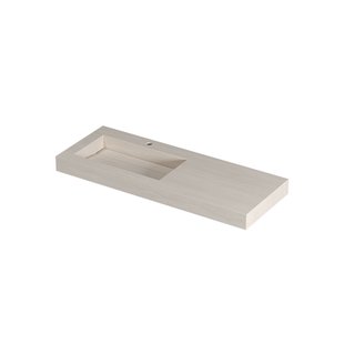 INK Pitch Wastafel keramische slab links met drain en front en side skirts 1 kraangat 120x45x9 Travertin mat