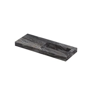 INK Pitch Wastafel keramische slab rechts met drain en front en side skirts zonder kraangat 120x45x9 Venice brown glossy