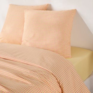 Beddengoed 30% gerecycled katoen, vierkante kussensloop, geruit, LESIA