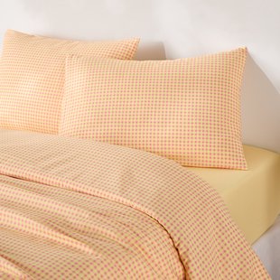 30% gerecycled katoenen beddengoedset, rechthoekige kussensloop, ruitjesprint, LESIA