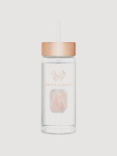Waterfles Crystallove van rozenkwarts