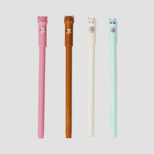 Gelpennen met dieren-topper - 4 stuks